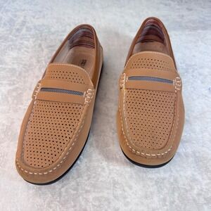Stacy Adams Mens Loafers Tan Perforated Leather Driving Moccasins Shoes